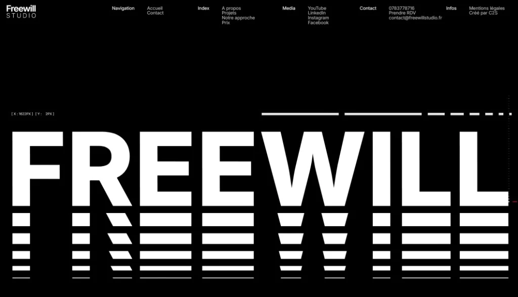 Freewill Studio — Pied de page typographique