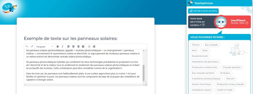 Outil d'analyse de contenu de mot clé 1.fr