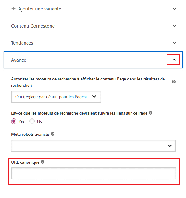 Ajouter une balise canonique avec Yoast SEO