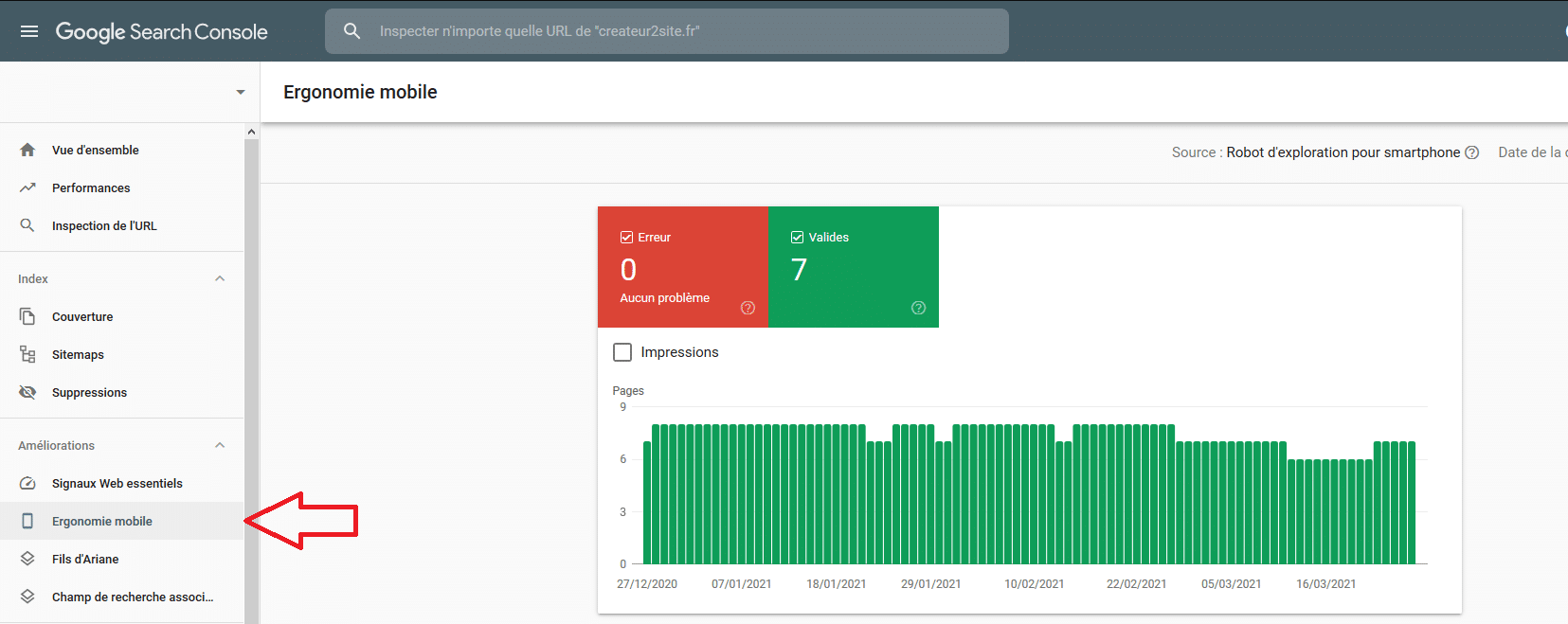 Google Search Console vérifier son ergonomie mobile