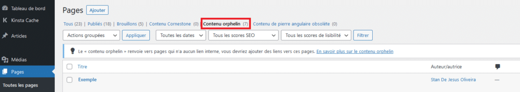 Wordpress détecter et enlever les pages orphelines