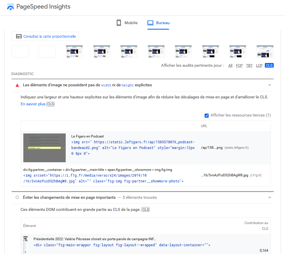 Mesurer le CLS et le réparer avec Google Page Speed Insights