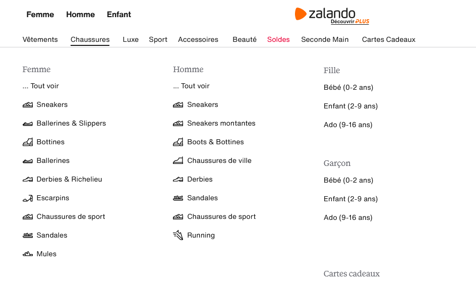 Exemple de mega menu