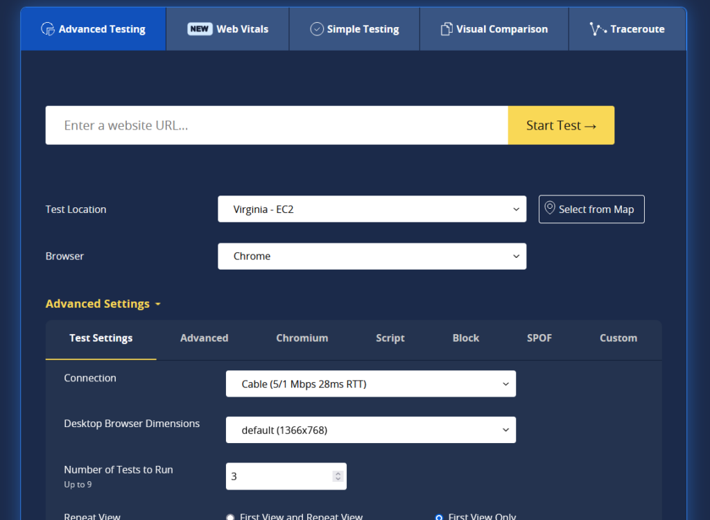 Mesurer le CLS avec webpagetest.org