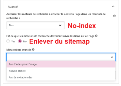 Ajouter noindex sur WordPress en utilisant Yoast SEO