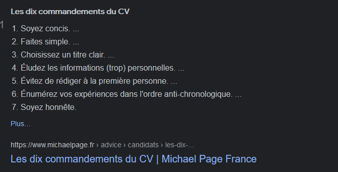 Extraits enrichis : listes à puces