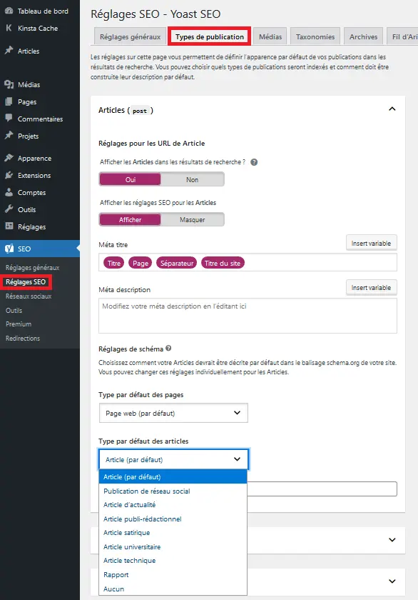 Ajouter des données structurées à des groupes de page sur WordPress