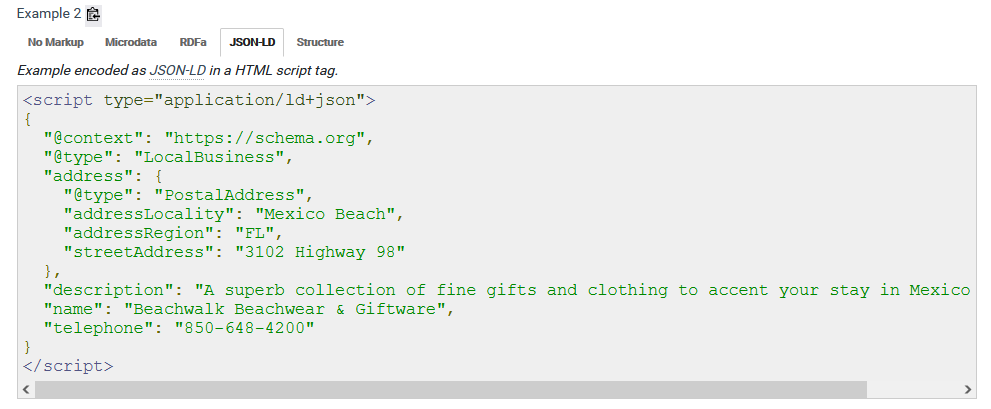 Schema.org, exemples de données structurées pour les entreprises locales en JSON-LD
