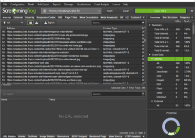 L'interface de ScreamingFrog, outil de crawl
