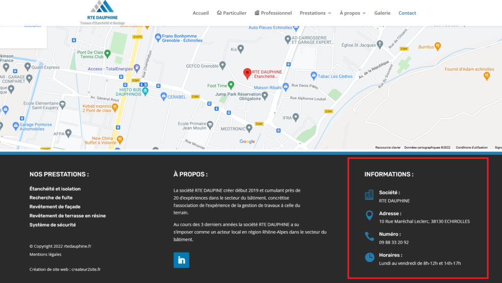 Afficher les informations NAP dans son footer