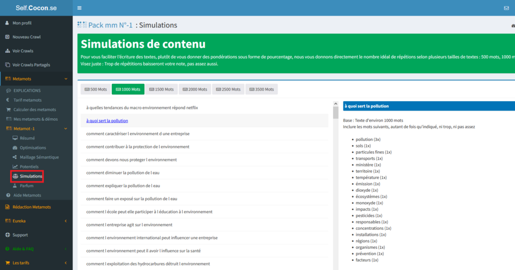 Exemple de lexies pour son cocon sémantique
