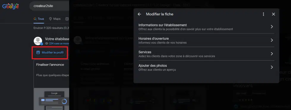 Modifier les informations NAP de sa fiche Google my Business depuis Google