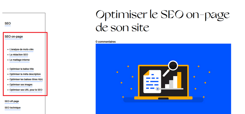 Exemple de menu pour le maillage d'un cluster