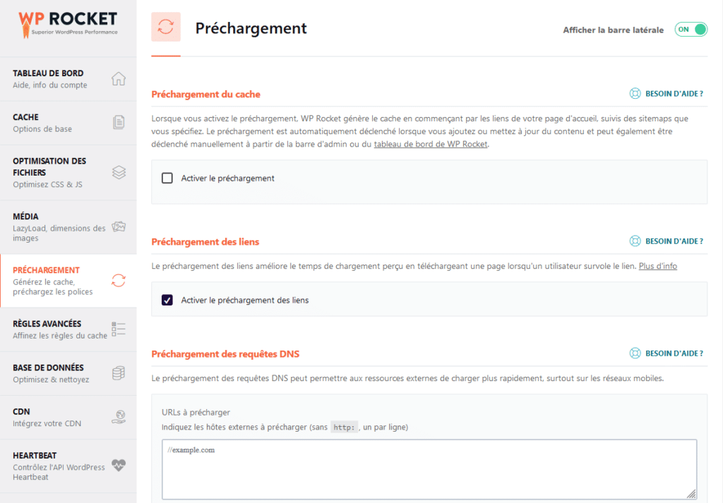 Préchargement de WordPress avec WP Rocket