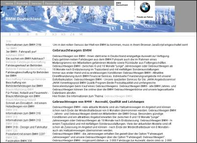 La page satellite qu'avait fais BMW sans JavaScript